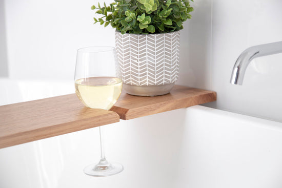 Jemmervale Design -Bath Caddy with Wine glass holder